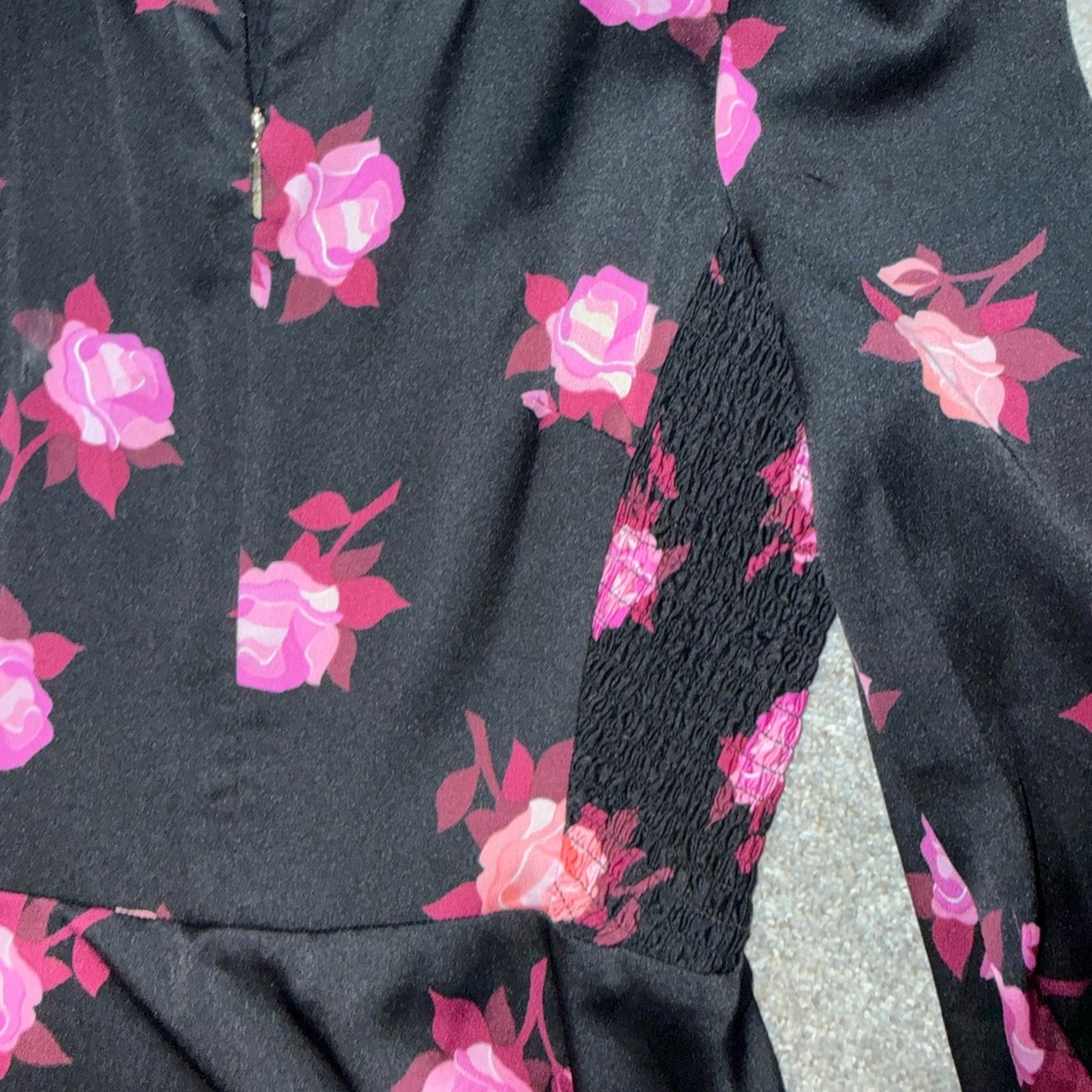 kate spade Black Long-Sleeve Dress with Pink Rose Print - Picture 5 of 5